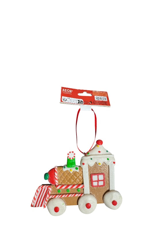 Karácsonyi mézeskalács vonat akasztós dísz