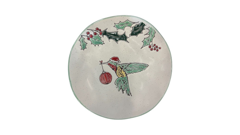 Tányér karácsonyi madaras