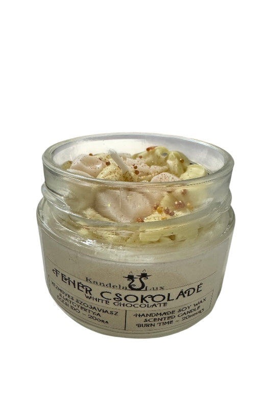 KandelaLux illatgyertya Fehér csokoládé 25 órás Lapos üveges