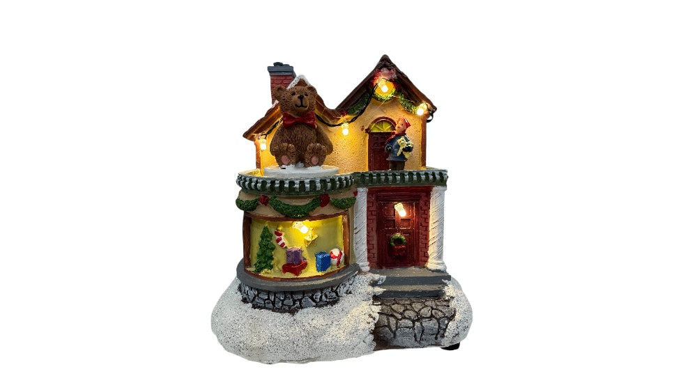 Macis házikó dioráma LED-es