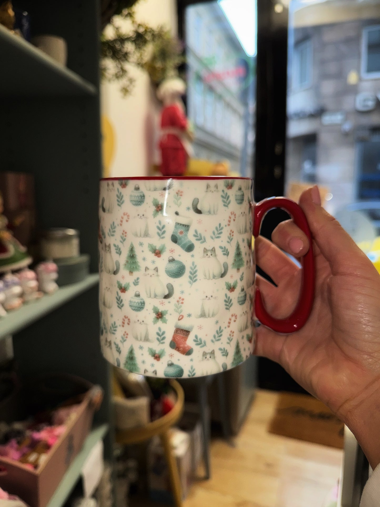 Bögre karácsonyi cicás