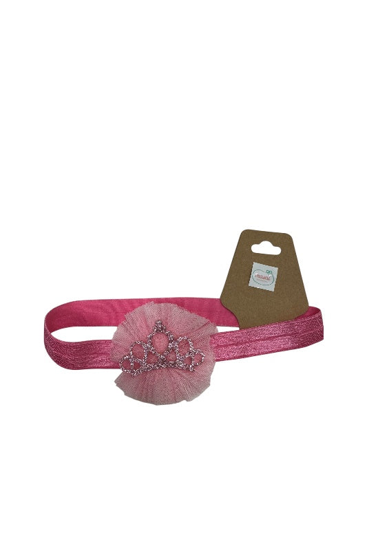 Masni Kids elasztikus gyerek hajpánt koronás, rózsaszín