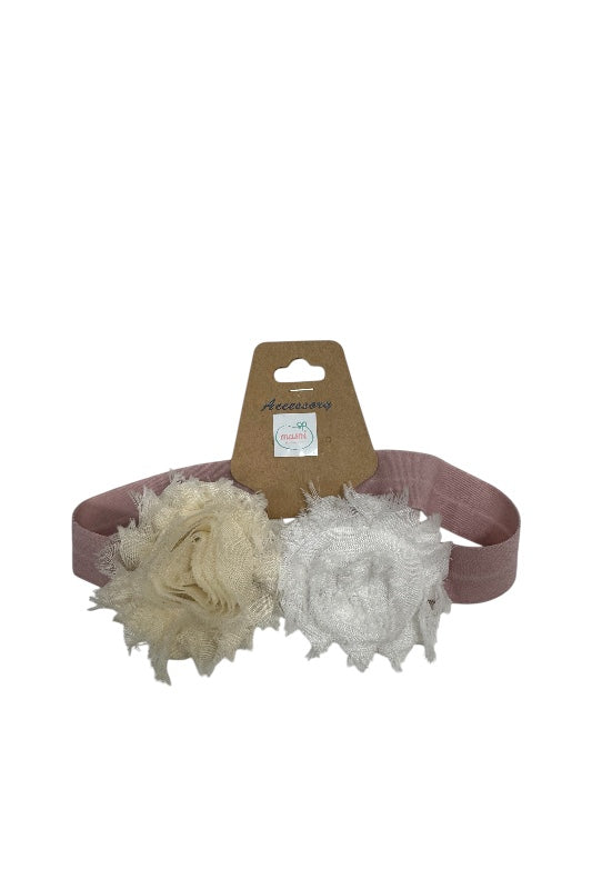 Masni Kids elasztikus gyerek hajpánt virágos krém-fehér