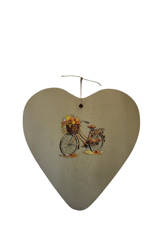 Szív alakú fali dekor, bicikli