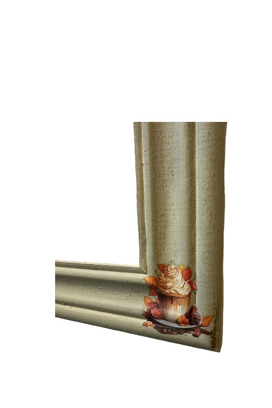 Képkeret festett cupcake és virág motívummal