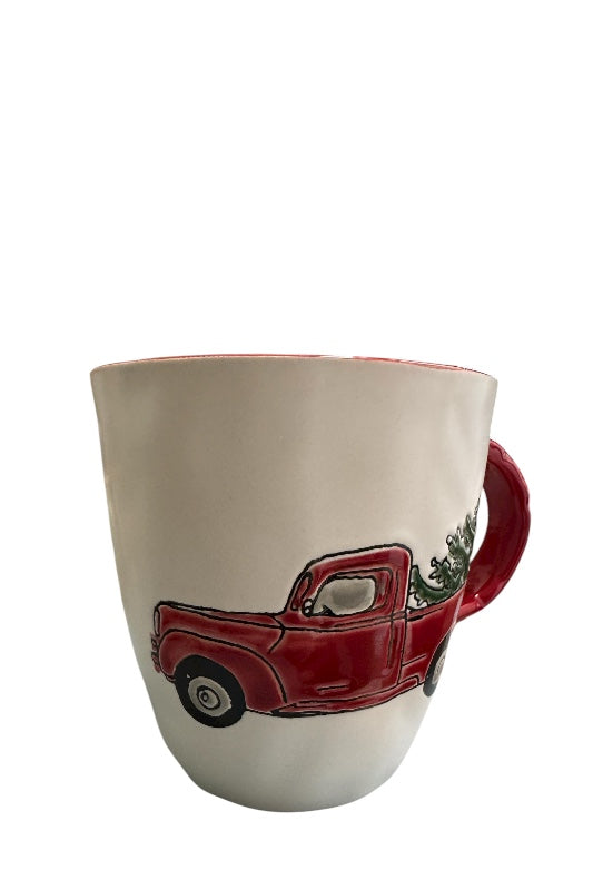 Bögre karácsonyi autó fenyővel