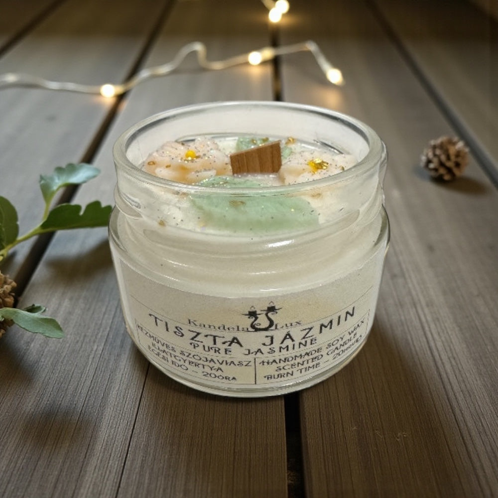 KandelaLux illatgyertya Tiszta jázmin Lapos üveges