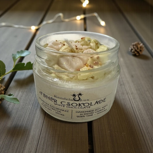 KandelaLux illatgyertya Fehér csokoládé 25 órás Lapos üveges
