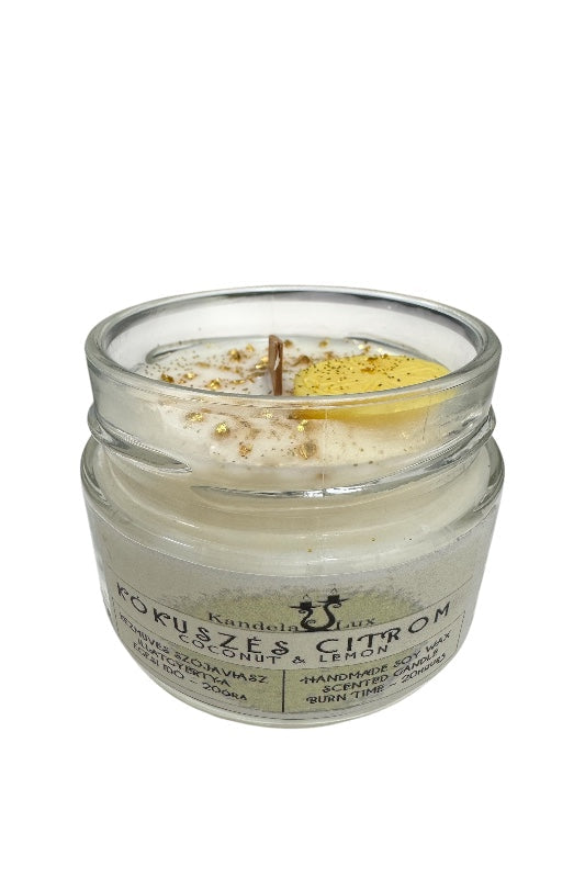 KandelaLux illatgyertya Kókusz és citrom 25 órás Lapos üveges