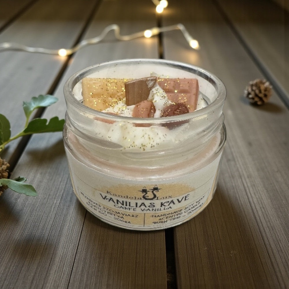 KandelaLux illatgyertya Vaníliás kávé 25 órás Lapos üveges